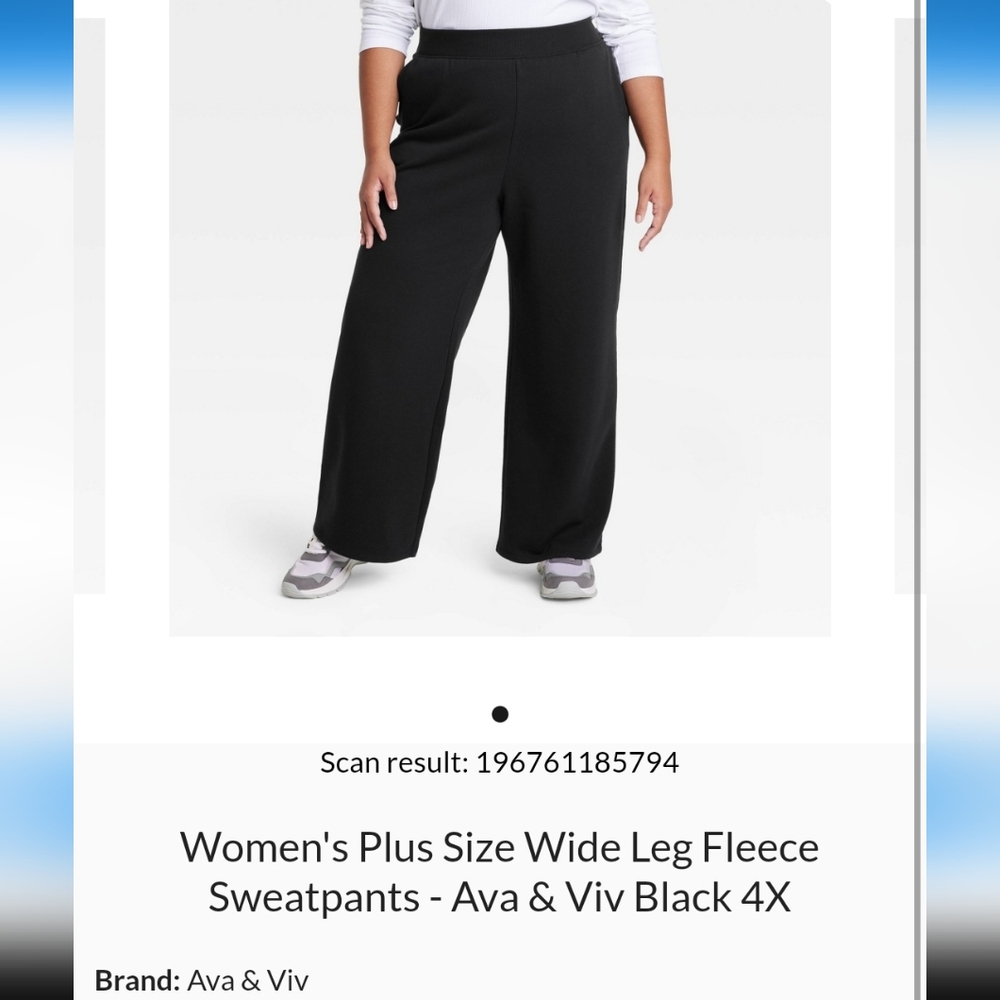 Women's plus wide leg fleece sweatpants